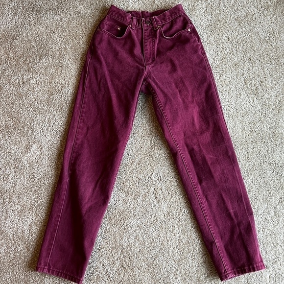 Vintage Lee Burgundy High Waisted Jeans - Picture 1 of 6
